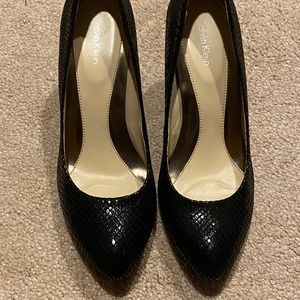 Calvin Klein black snakeskin heels
